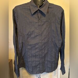 Pop Icon Y2K Embroidered Long Sleeve Striped Button Up